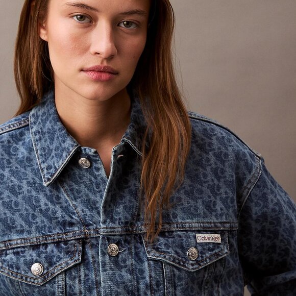 Calvin Klein 90s Logo Monogram Denim Jacket - Dark/Blue - Picture 2 of 2